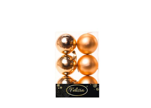 PALLE DI NATALE PLASTICA 8CM PZ.6 ASS. ORO LUCIDE E OPACHE ART.02470