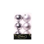 PALLE DI NATALE PLASTICA 8CM PZ.6 ASS. ARGENTO LUCIDE E OPACHE ART.02487