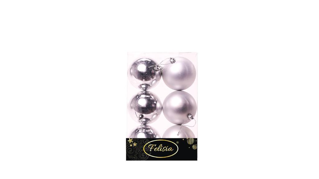 PALLE DI NATALE PLASTICA 8CM PZ.6 ASS. ARGENTO LUCIDE E OPACHE ART.02487 PALLE DI NATALE PLASTICA 8CM PZ.6 ASS. ARGENTO LUCIDE E OPACHE ART.02487