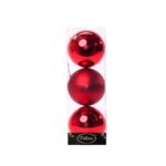 PALLE DI NATALE PLASTICA 10CM PZ.3 ASS. ROSSE LUCIDE E OPACHE ART.02531