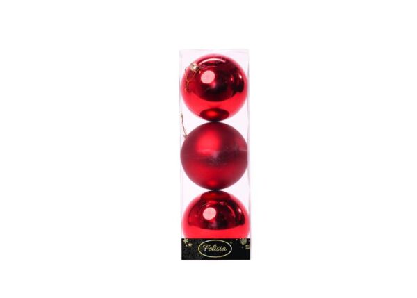 PALLE DI NATALE PLASTICA 10CM PZ.3 ASS. ROSSE LUCIDE E OPACHE ART.02531