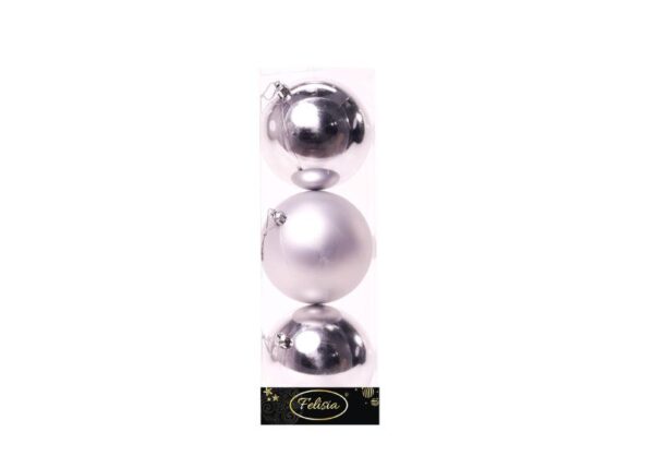 PALLE DI NATALE PLASTICA 10CM PZ.3 ASS. ARGENTO LUCIDE E OPACHE ART.02555