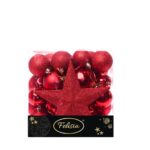 PALLE DI NATALE PLASTICA PZ.31 ASS. ROSSE GLITT./LUC./OPAC.+ PUNTALE A STELLA GLITT. ART.02722