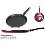 GRIGLIA TONDA CM.28 ANTIADERENTE ROSSO MAGEFESA