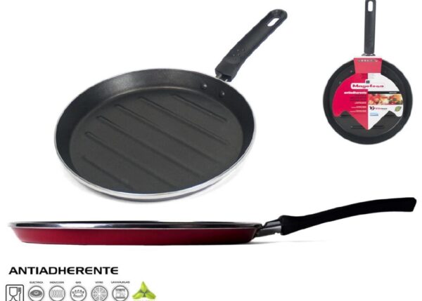 GRIGLIA TONDA CM.28 ANTIADERENTE ROSSO MAGEFESA