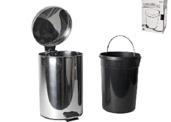 BIDONE C/PEDALE IN ACCIAIO 12L