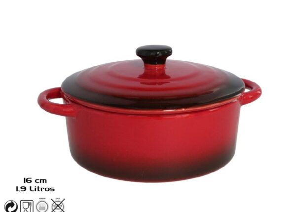 CASSERUOLA CERAMICA CON COPERCHIO 650ML ROSSO
