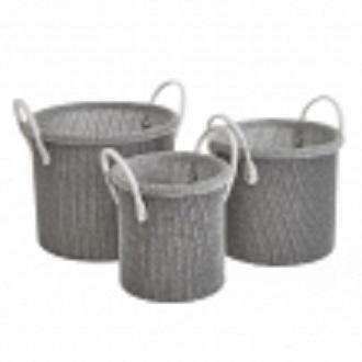 CESTA POLIESTERE GRIGIO C/MANICI PELLE GRANDE ART.801359