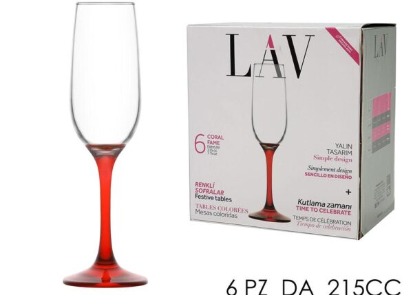 SET 6 CALICI CHAMPAGNE 215 CC GAMBO ROSSO ART.680285