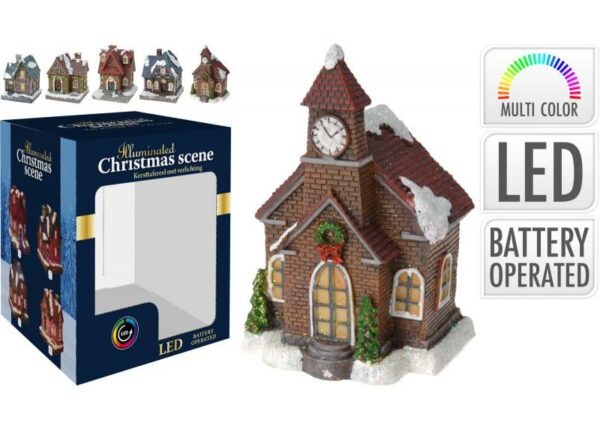 CASETTA NATALE RESINA C/LED 5A ART.AAA910150