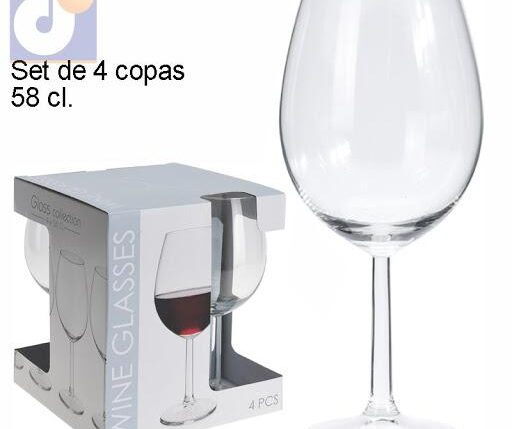 SET 4 CALICI VETRO VINO ROSSO 58CL ART.CC7000290