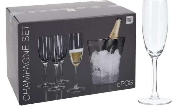 SET 4FLUTES+SECCHIELLO VETRO ART.VER000573