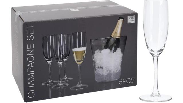 SET 4FLUTES+SECCHIELLO VETRO ART.VER000573 SET 4FLUTES+SECCHIELLO VETRO ART.VER000573