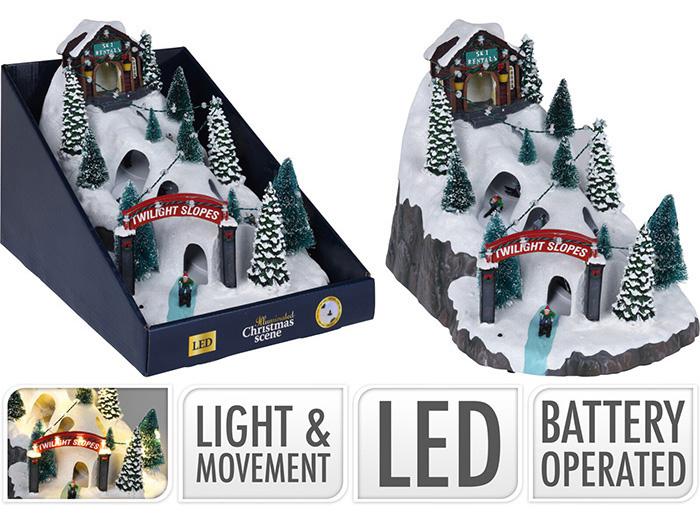SCENA NATALE SKI PARK 34X25CM C/LED ART.ACJ000200 SCENA NATALE SKI PARK 34X25CM C/LED ART.ACJ000200