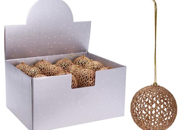 PALLA DI NATALE PP ORO GLITTER 9CM