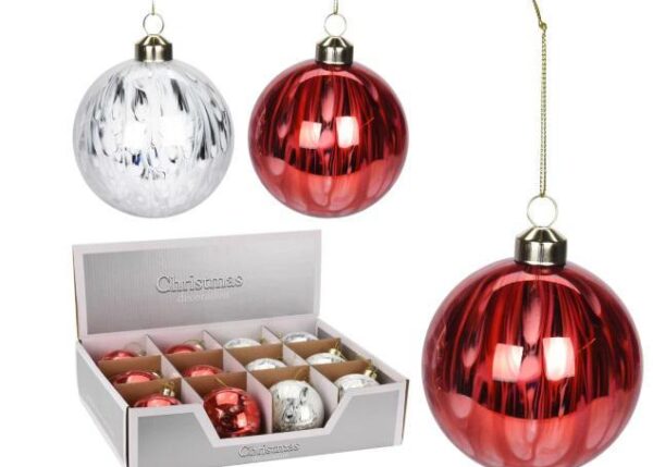 PALLA DI NATALE VETRO 8CM 2ASS
