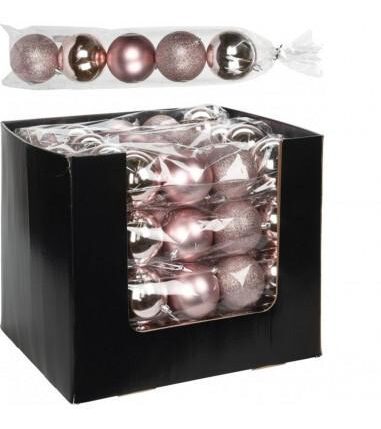 PALLE DI NATALE S/5 PP 80MM ROSA