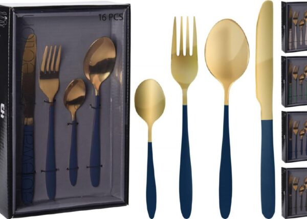 POSATE INOX ORO SET 16 4 ASS ART.CC4100670