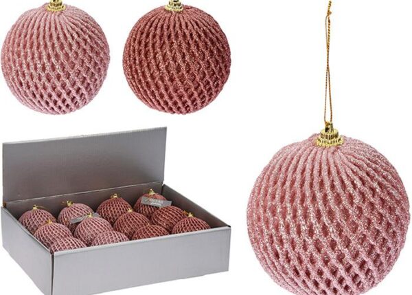 PALLE DI NATALE RETE PF 80MM ASHLEY 2ASS ROSA ART.CAA126440