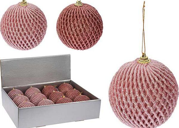 PALLA DI NATALE RETE PF 10CM ROSA 2AS COLORI ART.CAA126500