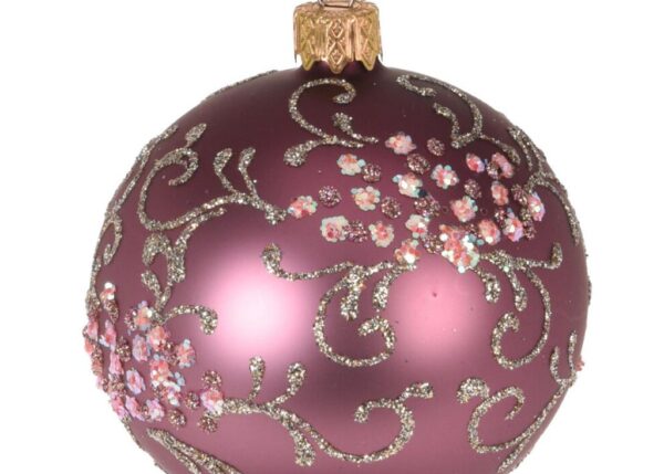 PALLA DI NATALE VETRO FIORI 8CM 4ASS ART.AVG113310