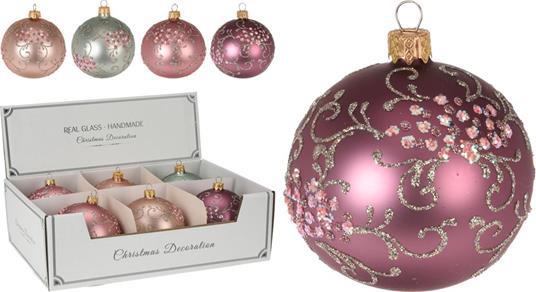 PALLA DI NATALE VETRO FIORI 10CM 4ASS ART.AVG113320