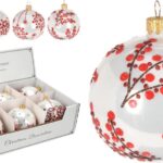 PALLE DI NATALE VETRO DECO FLOCCATO 8CM ART.AVG113890