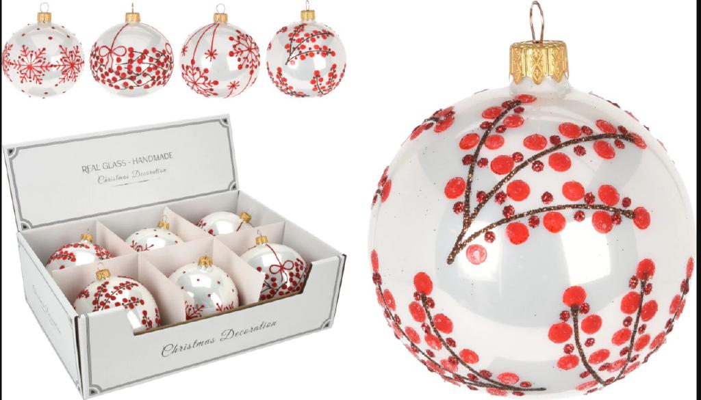 PALLE DI NATALE VETRO DECO FLOCCATO 8CM ART.AVG113890 PALLE DI NATALE VETRO DECO FLOCCATO 8CM ART.AVG113890