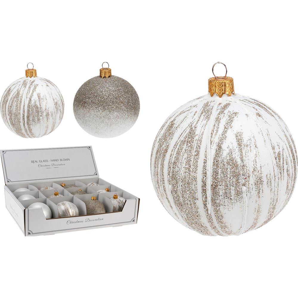 PALLA DI NATALE VETRO C/GLITTER 80MM 4ASS PALLA DI NATALE VETRO C/GLITTER 80MM 4ASS