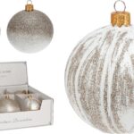 PALLA DI NATALE VETRO C/GLITTER 100MM 2ASS
