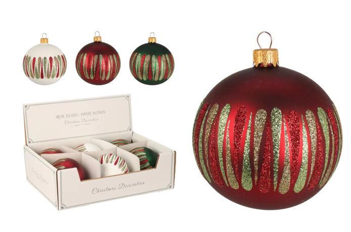 PALLA DI NATALE VETRO 100MM STRISCE 3ASS PALLA DI NATALE VETRO 100MM STRISCE 3ASS