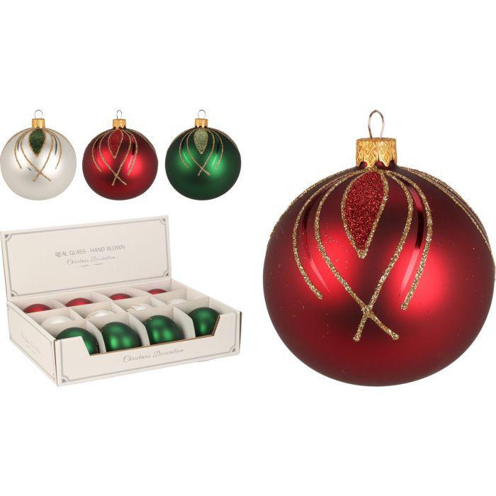 PALLA DI NATALE VETRO 80MM PIUMA GLT 3ASS PALLA DI NATALE VETRO 80MM PIUMA GLT 3ASS