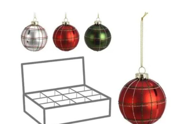 PALLA DI NATALE VETRO SCOZZESE 80MM 3ASS