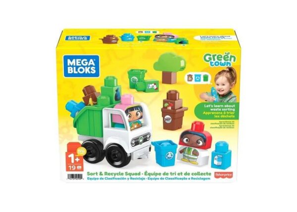 FISHER PRICE MEGA BLOKS GREEN CAMION RACCOLTA DIFFERENZIATA