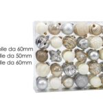 PALLE DI NATALE IN BOX 60 ADDOBBI BIANCO/SILVER/CREMA ART.418313