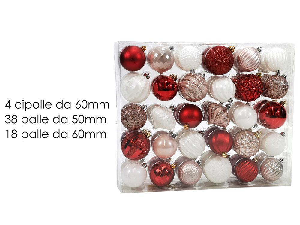 PALLE DI NATALE IN BOX 60 ADDOBBI BIANCO/ROSA/ROSSO ART.418317 PALLE DI NATALE IN BOX 60 ADDOBBI BIANCO/ROSA/ROSSO ART.418317
