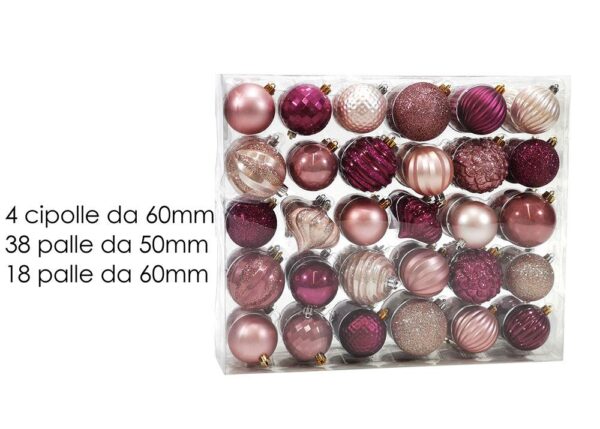 PALLE DI NATALE IN BOX 60 ADDOBBI ROSA MIX ART.418318