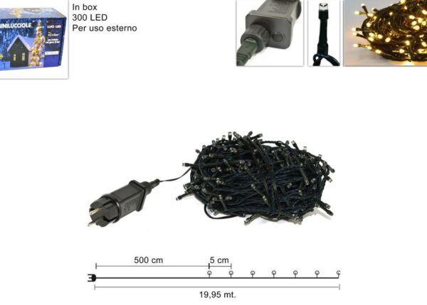 MINILUCCIOLE 300LED IN SCAT.USO EST BIANCO CALDO YC-31LED-300-WW-IP44