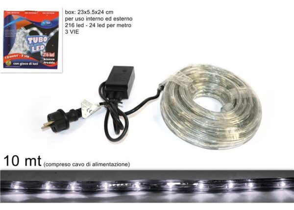 TUBO LED 10MT 3VIE BIANCO FREDDO 24 LUCI/MJH-LED-CH-W