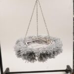 CORONA "SNOW" CON GRIGLIA IN METALLO DIAM.42X10CM