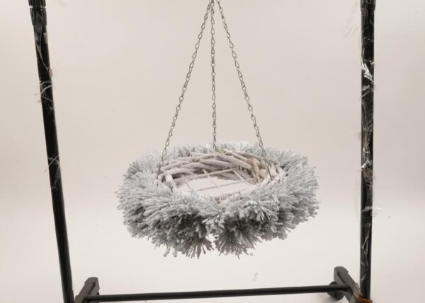 CORONA "SNOW" CON GRIGLIA IN METALLO DIAM.42X10CM