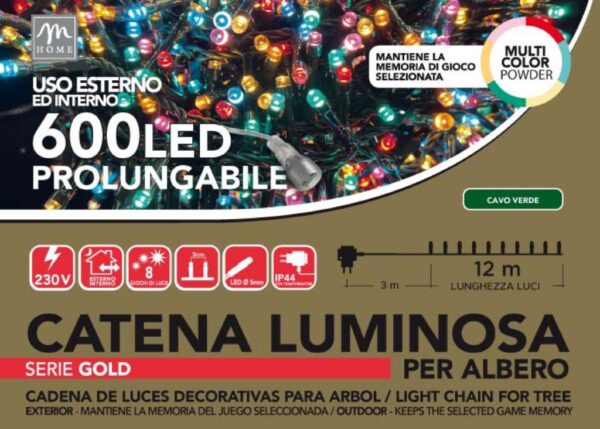 FILO 600 MINILUCCIOLE MULTICOLOR "POWDER" PROLUNG. 8 GIOCHI ESTERNO