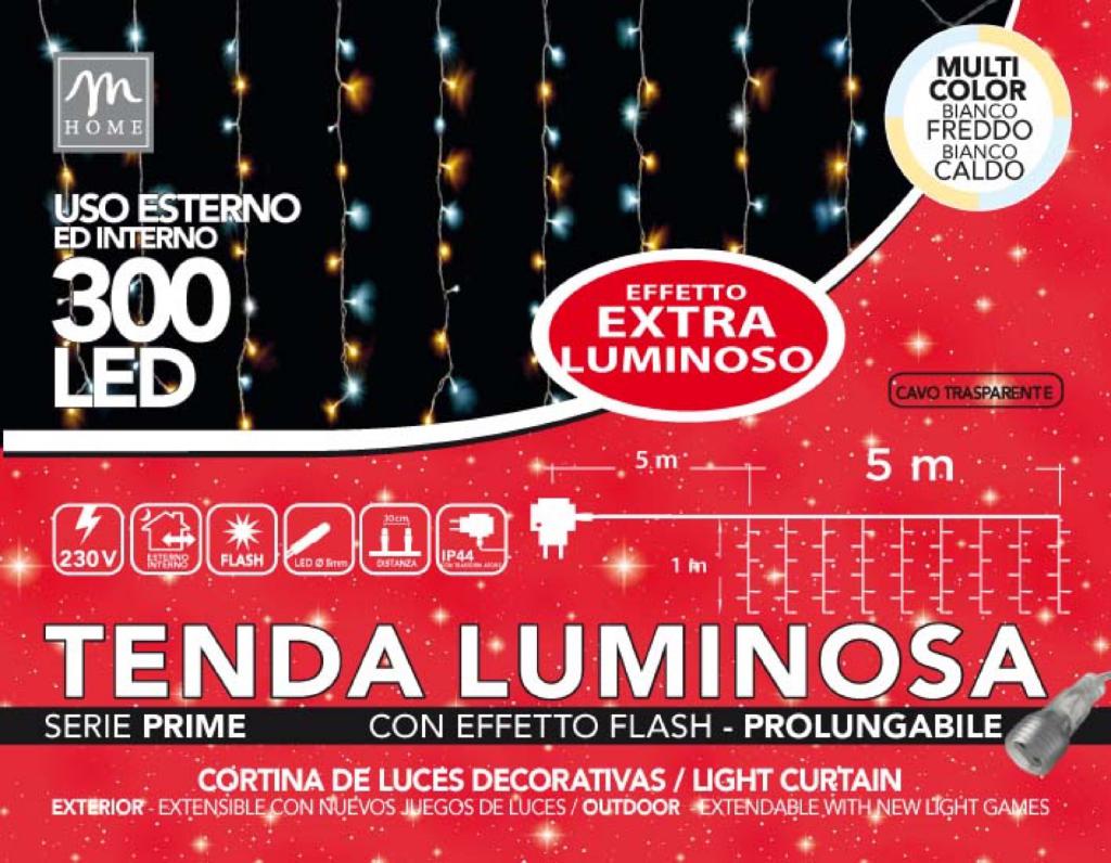 TENDA 300 LED BICOLORE BIANCO CALDO/FREDDO CON FLASH PROLUNG. ESTERNO 5X1MT TENDA 300 LED BICOLORE BIANCO CALDO/FREDDO CON FLASH PROLUNG. ESTERNO 5X1MT