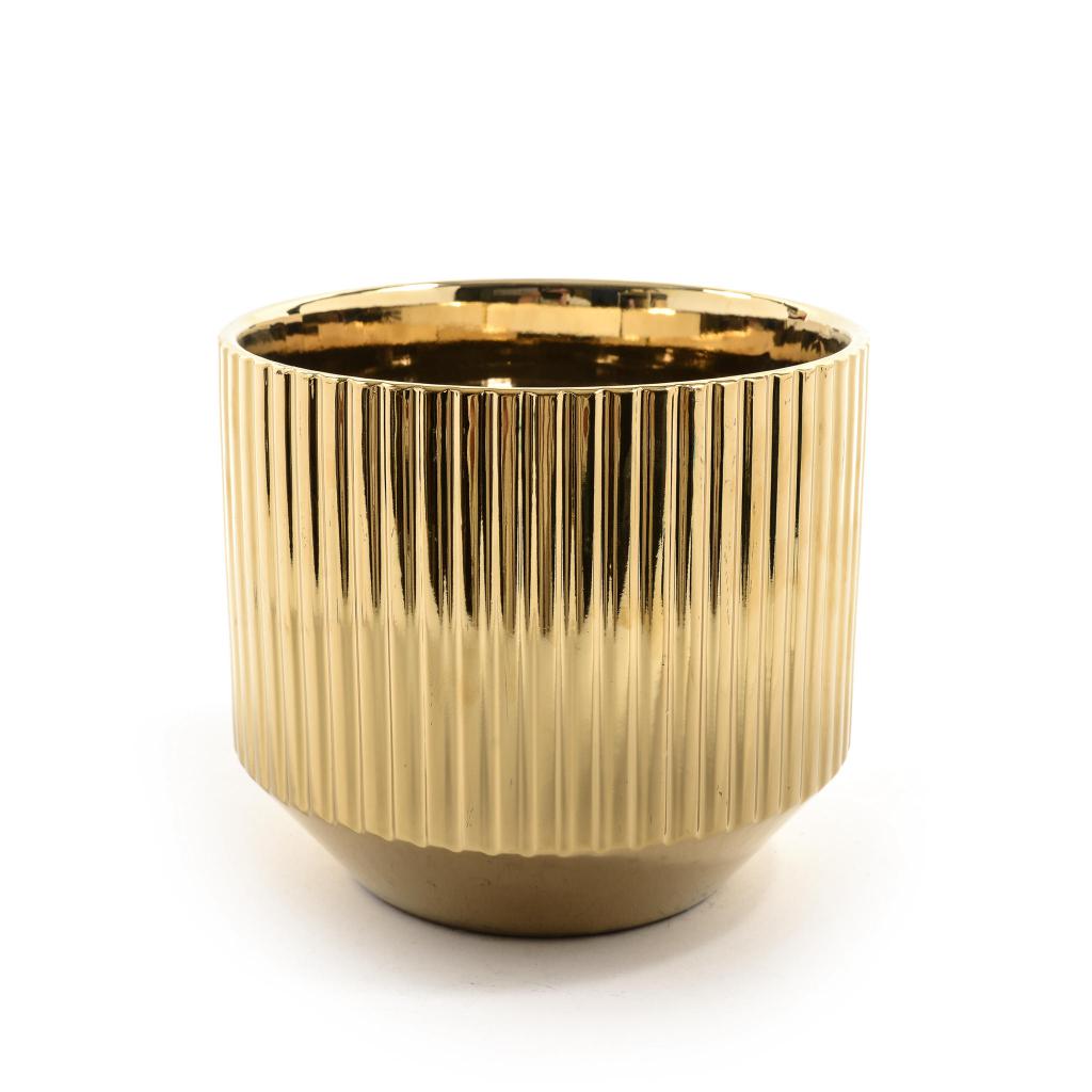 VASO IN CERAMICA ORO GRANDE DIAM.22XH.20CM ART.22831 - VASO IN CERAMICA ORO GRANDE DIAM.22XH.20CM ART.22831 -