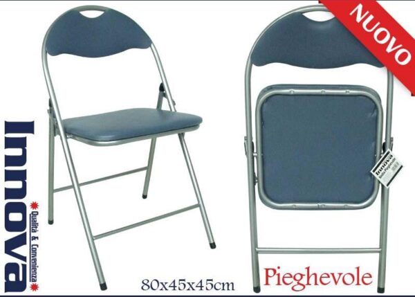 SEDIA PIEGHEVOLE RELAX 94CM PELLE GRIGIA