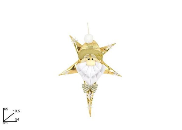 DIETROPORTA STELLA C/VISO BABBO NATALE 65CM ORO ART.MN001919A