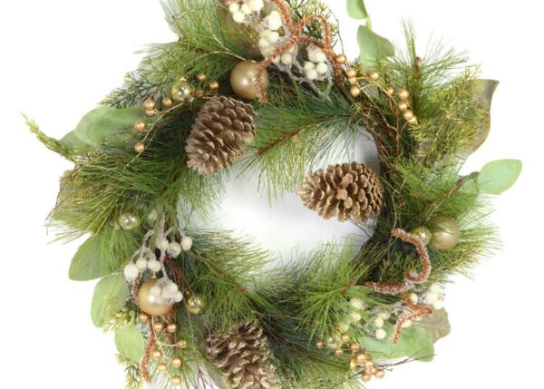 GHIRLANDA ORO CON PIGNE VERDE CM Ã˜60 ART.632765