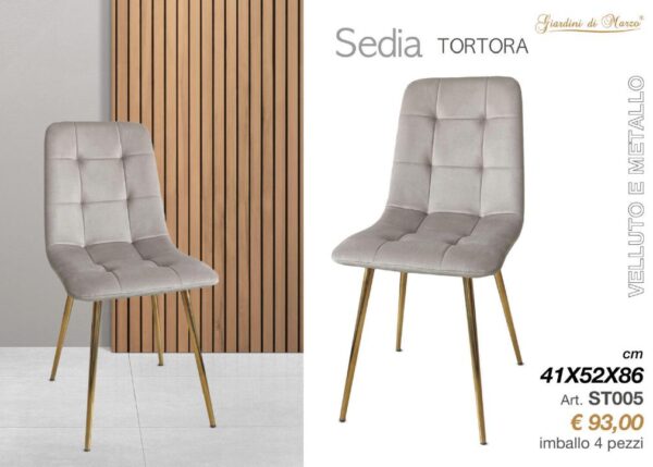 L.HOME ARREDO - SEDIA VELLUTO GRIGIA ART.ST005