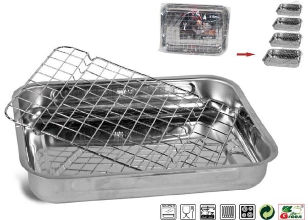 TEGLIA IN ACCIAIO 40CM DA FORNO CON GRIGLIA