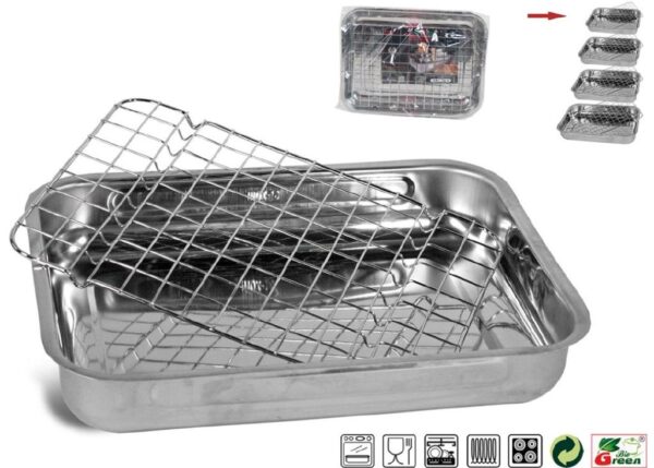 TEGLIA IN ACCIAIO 25CM DA FORNO CON GRIGLIA